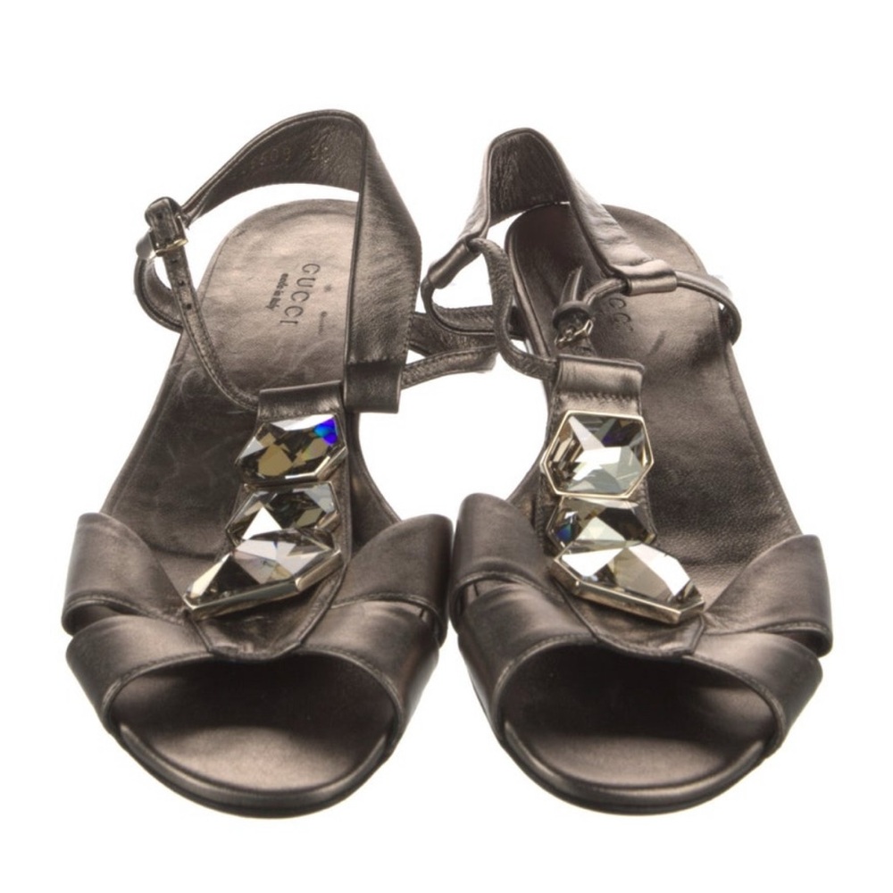 Gucci Black Sandals with Crystal Accents
